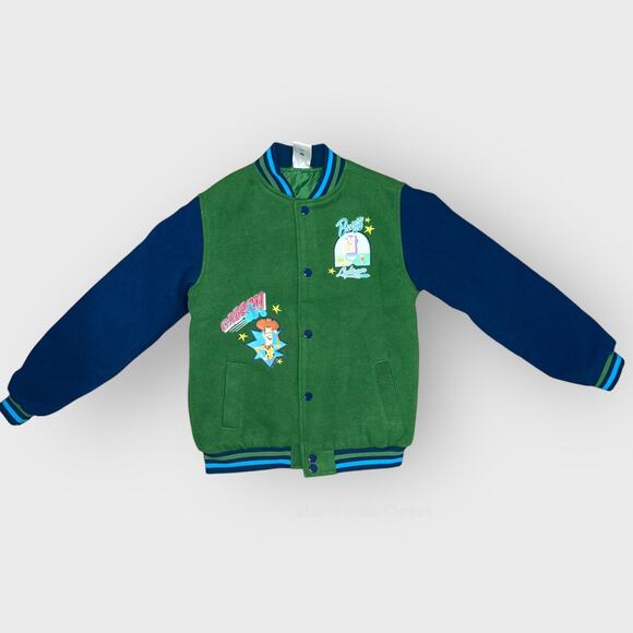Disney Boys 9/10 Toy Story 4 Varsity Jacket Green Woody Buzz Lightyear Graphic - Picture 1 of 7